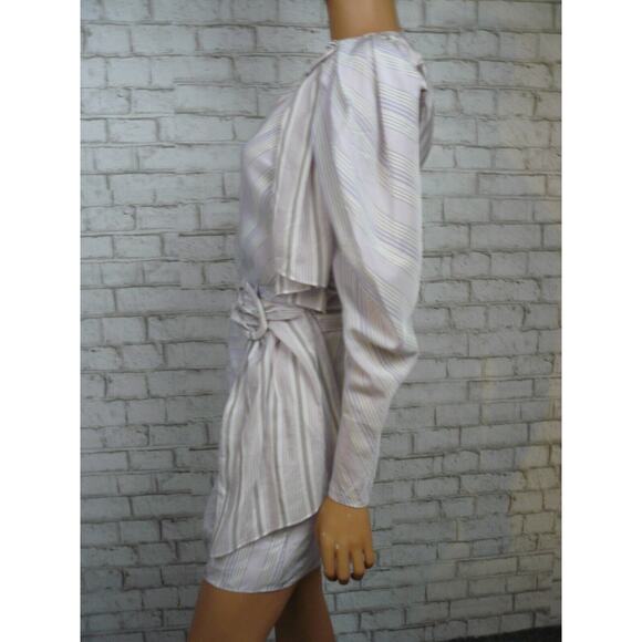 $2,270 Carmen March Cupro Stripes Belted Ruched Sheath Dress 38 IT sz 4 US M491 - Picture 11 of 12